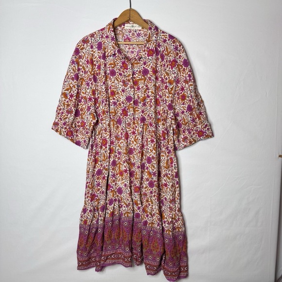 Natural Life Dress Sz 2X Becca Cottagecore Boho Festival Pockets Button XXL - Picture 3 of 12